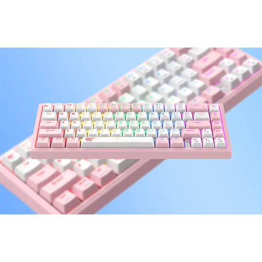 Havit KB874L RGB mechanikus gamer billentyűzet (rózsaszín/fehér) - 11