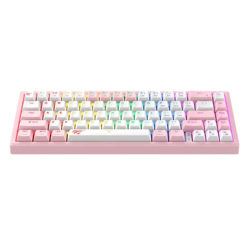 Havit KB874L RGB mechanikus gamer billentyűzet (rózsaszín/fehér) - 2