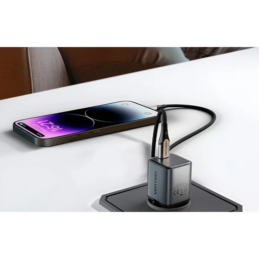 Vention GaN Töltő USB-C 20W +1m USB-C-L Kábel (Szürke) - 8