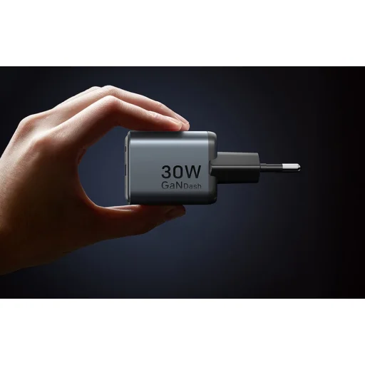 Vention GaN töltő USB-C+A 30W +1m USB-C-C kábel (szürke) - 5