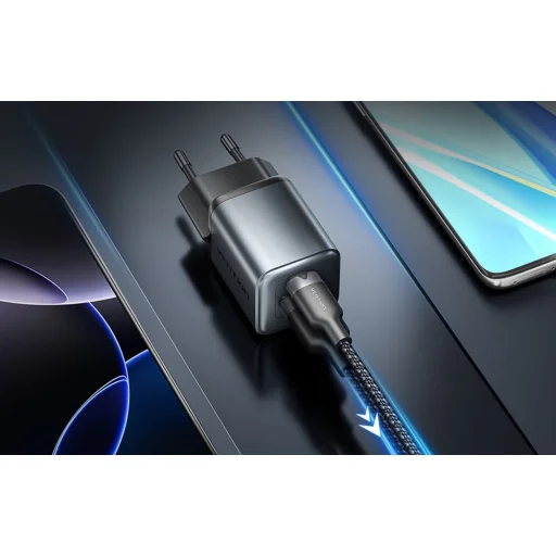 Vention GaN töltő USB-C+A 30W +1m USB-C-C kábel (szürke) - 6