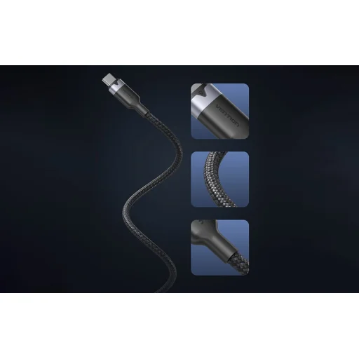 Vention GaN töltő USB-C+A 30W +1m USB-C-C kábel (szürke) - 10