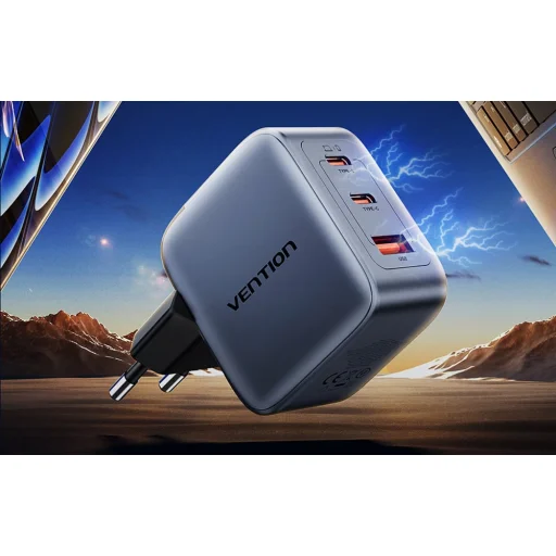 Vention GaN Töltő USB-C+C+A 70W (Szürke) - 4