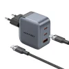 Vention GaN töltő USB-C+C+A 70W +1m USB-C-C kábel (Szürke) thumbnail