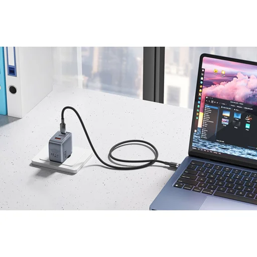 Vention GaN töltő USB-C+C+A 70W +1m USB-C-C kábel (Szürke) - 8