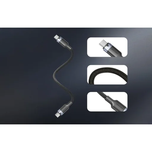 Vention GaN töltő USB-C+C+A 70W +1m USB-C-C kábel (Szürke) - 9