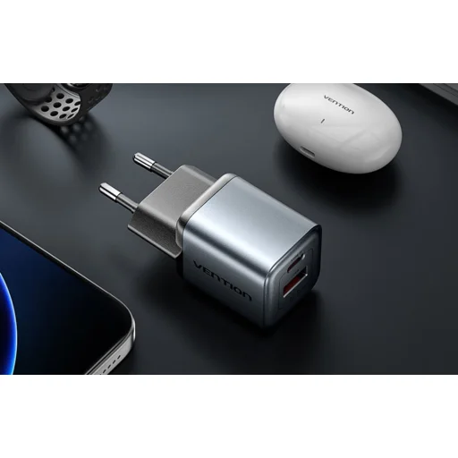 Vention GaN töltő USB-C + USB-A 30W (Szürke) - 8