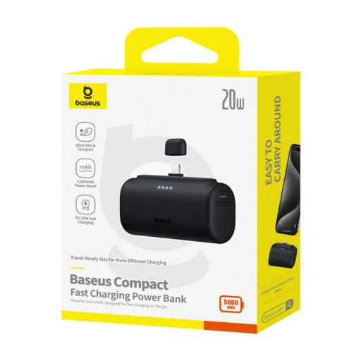 Powerbank OS-Baseus Compact IP 5000mAh 20W (fekete) - 6