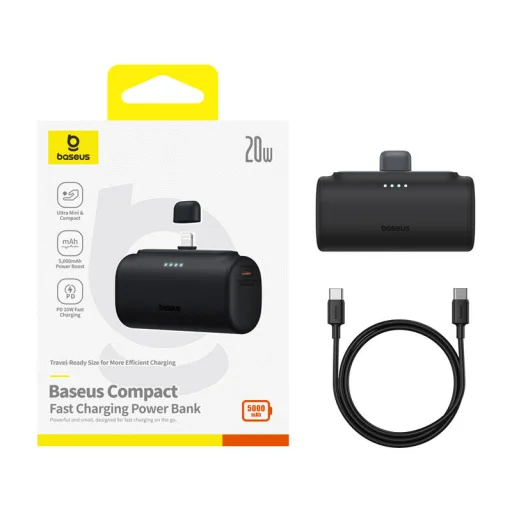 Powerbank OS-Baseus Compact IP 5000mAh 20W (fekete) - 8
