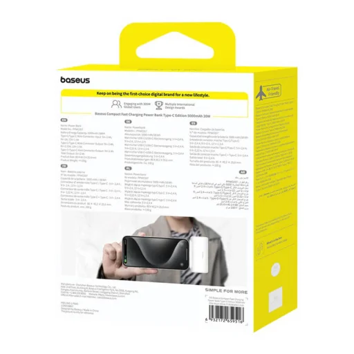Baseus Compact Powerbank 5000mAh, 20W, USB-C (fehér) - 8