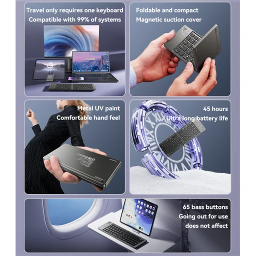 Yesido billentyűzet KB27 vezeték nélküli összecsukható fekete - 6