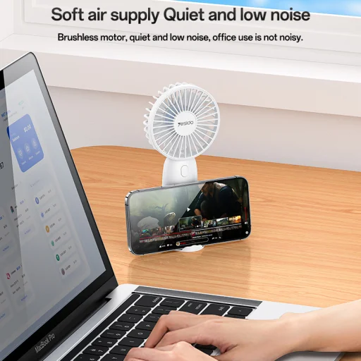 Yesido Fan YF15 1200mAh fehér hodozható ventillátor - 6