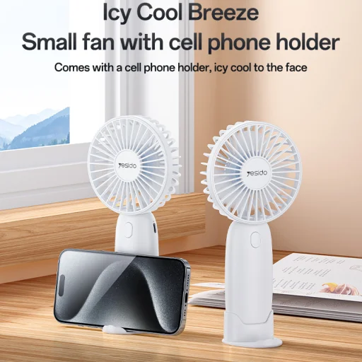 Yesido Fan YF15 1200mAh fehér hodozható ventillátor - 2