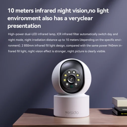 Yesido beltéri kamera KM10 IP WiFi 2.4G 2MP Full HD fehér - 4
