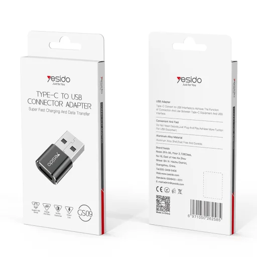 Yesido Adapter OTG GS09 - USB (férfi) - Type C (női) - fekete - 11