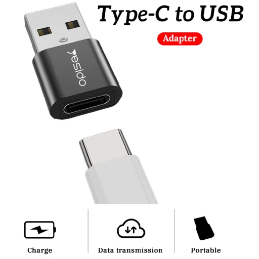 Yesido Adapter OTG GS09 - USB (férfi) - Type C (női) - fekete - 10
