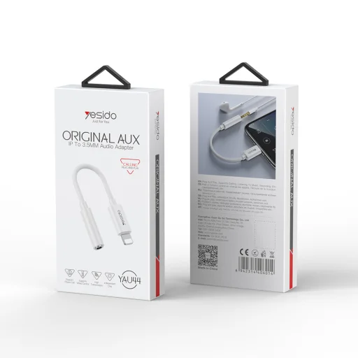 Yesido Adapter YAU44 Audio - Lightning - jack 3,5mm - fehér - 2