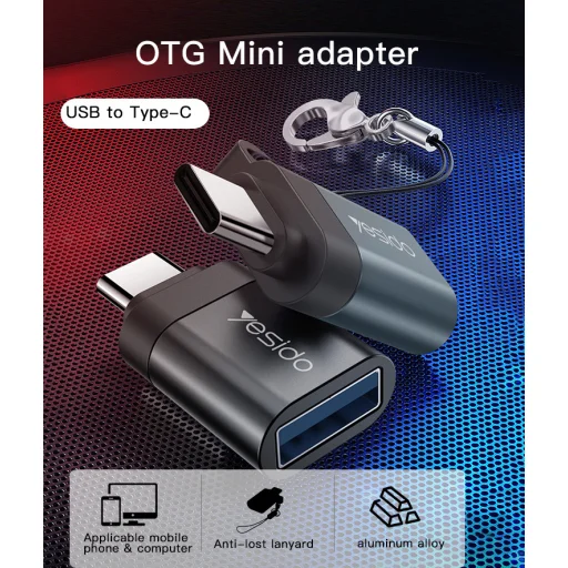 Yesido Adapter OTG GS06 - USB-C (férfi) – USB-A (női) - fekete - 7