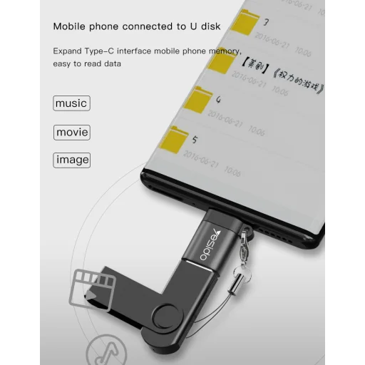 Yesido Adapter OTG GS06 - USB-C (férfi) – USB-A (női) - fekete - 8