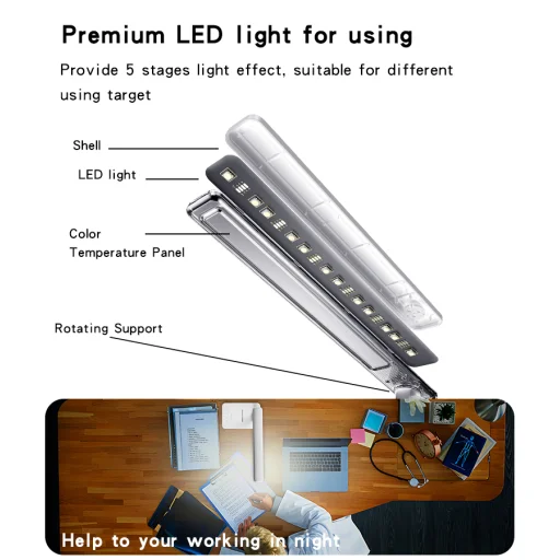 Yesido Asztali lámpa DS20 indukciós LCD kijelzővel fehér - 11