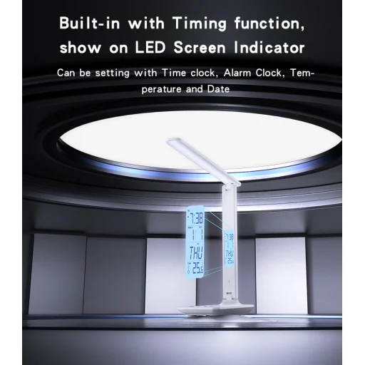 Yesido Asztali lámpa DS20 indukciós LCD kijelzővel fehér - 12