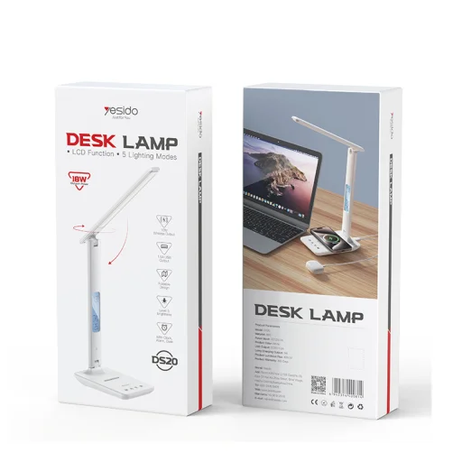 Yesido Asztali lámpa DS20 indukciós LCD kijelzővel fehér - 15