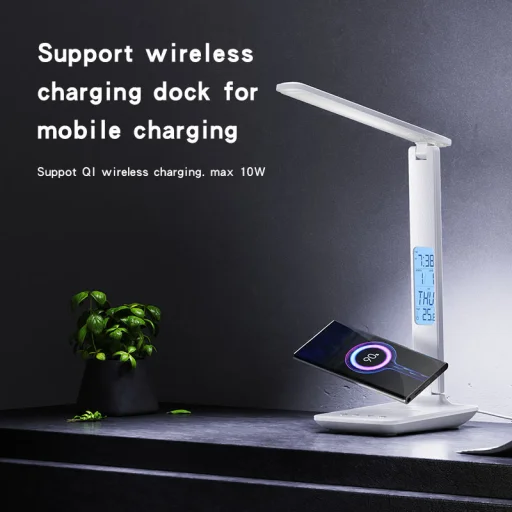 Yesido Asztali lámpa DS20 indukciós LCD kijelzővel fehér - 3