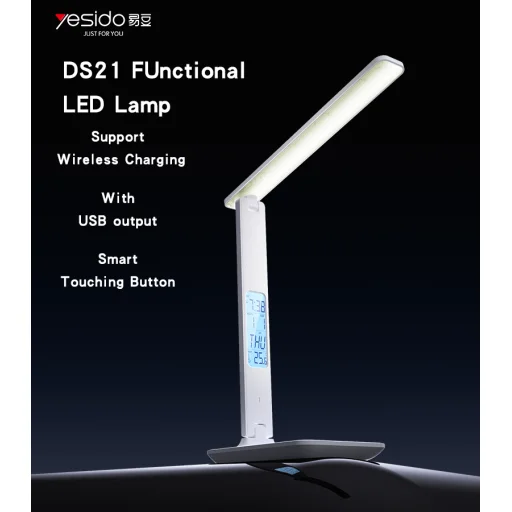 Yesido Asztali lámpa DS20 indukciós LCD kijelzővel fehér - 6