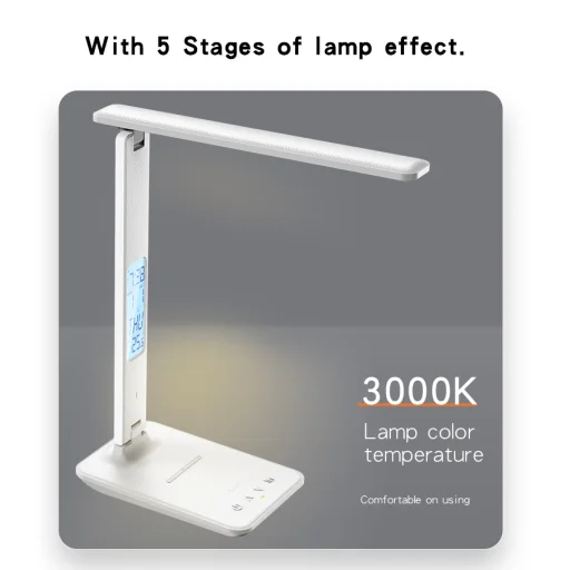 Yesido Asztali lámpa DS20 indukciós LCD kijelzővel fehér - 9