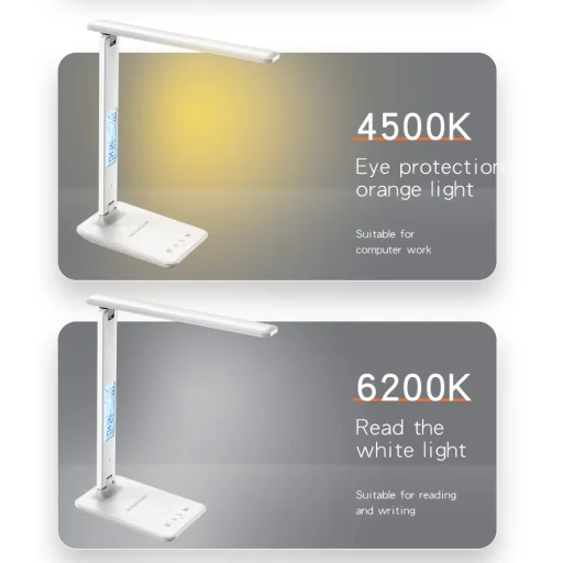 Yesido Asztali lámpa DS20 indukciós LCD kijelzővel fehér - 10