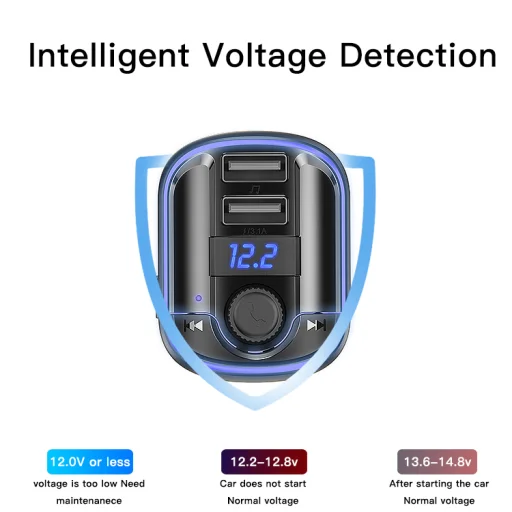 Yesido Transmitter FM Y44 MP3, Bluetooth - 2xUSB + microSD - 20W fekete - 9