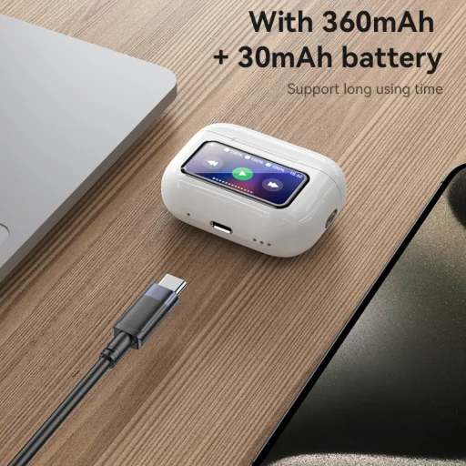 Yesido TWS Bluetooth Fülhallgató TWS29 ANC+ENC LCD kijelzővel fehér - 13