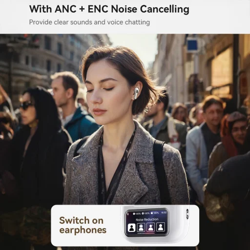 Yesido TWS Bluetooth Fülhallgató TWS29 ANC+ENC LCD kijelzővel fehér - 8