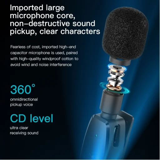 Yesido Lavalier vezeték nélküli mikrofon KR12 Lightning fekete - 5