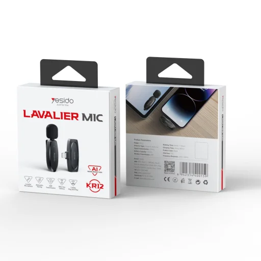 Yesido Lavalier vezeték nélküli mikrofon KR12 Lightning fekete - 10