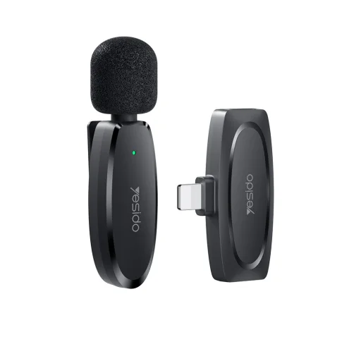 Yesido Lavalier vezeték nélküli mikrofon KR12 Lightning fekete - 1
