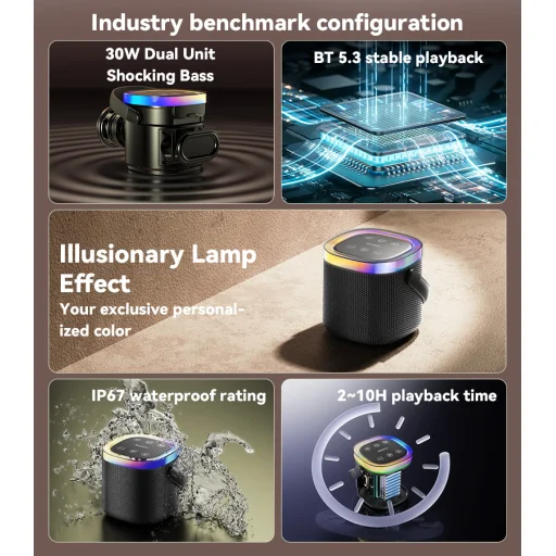 Yesido Hordozható Bluetooth Hangszóró YSW25 fekete - 7