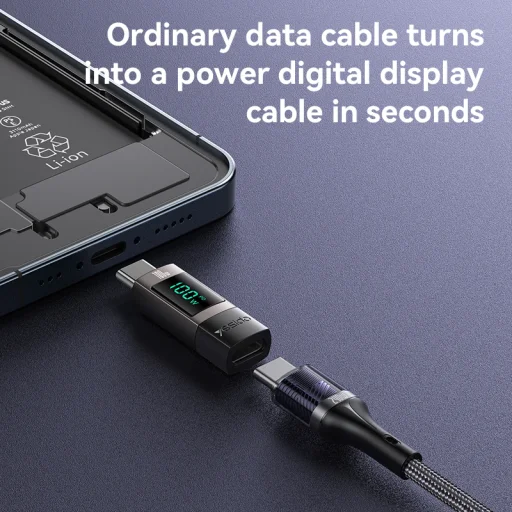 Yesido OTG Adapter GS24 - Type C (férfi) to Type C (női) - LCD kijelzővel fekete - 3