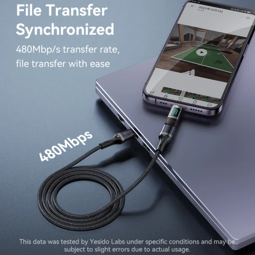 Yesido OTG Adapter GS24 - Type C (férfi) to Type C (női) - LCD kijelzővel fekete - 5