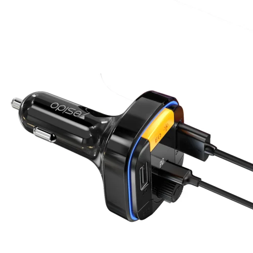 Yesido Transmitter FM Y45 MP3, Bluetooth - 2xUSB + Type C + microSD - QC 18W PD 20W fekete - 4