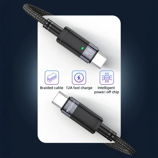 Yesido kábel CA160 fonott - Type C Type C-hez - PD 60W 1,2 méter fekete - 4