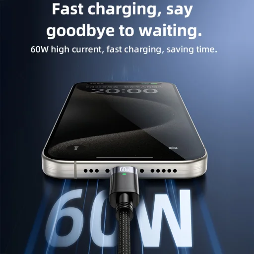 Yesido kábel CA160 fonott - Type C Type C-hez - PD 60W 1,2 méter fekete - 6