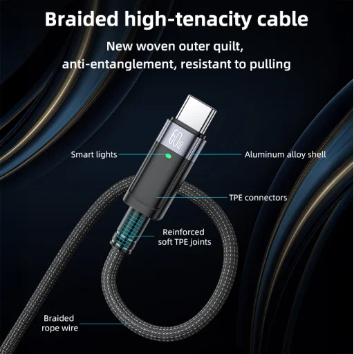 Yesido kábel CA160 fonott - Type C Type C-hez - PD 60W 1,2 méter fekete - 9