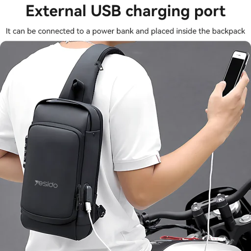 Yesido lopásbiztos hátizsák WB46 zárral fekete - 5