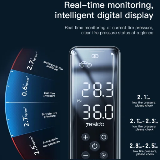 Yesido Electric pump mini légkompresszor VC05 - 9