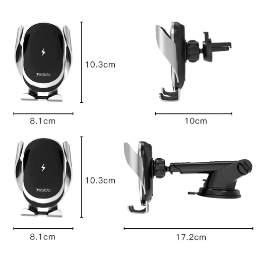 Yesido autós tartó C78 indukciós 15W légbeömlőhöz és szélvédőhöz fekete - 7