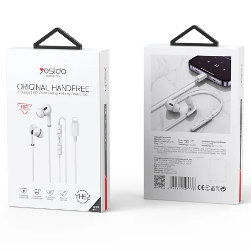 Yesido Vezetékes Fülhallgató YH52 mikrofonnal Lightning fehér - 6