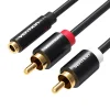 Audio kábel 3,5mm Női Jack - 2x RCA Férfi Vention VAB-R01-B200 2m Fekete thumbnail