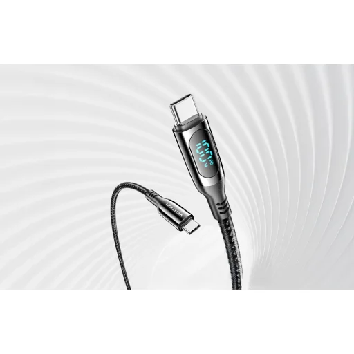 USB 2.0 C-C 100W Vention Férfi 5A LED Kábel 1.2M (Fekete) - 5