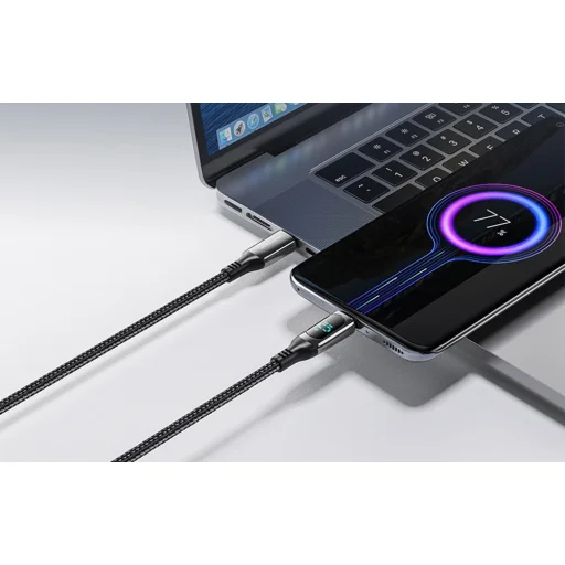USB 2.0 C-C 100W Vention Férfi 5A LED Kábel 1.2M (Fekete) - 10